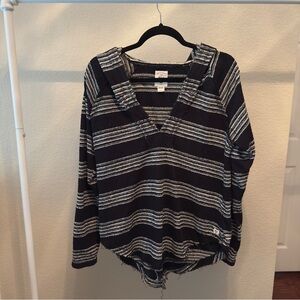 Billabong Black and White Striped Hooded Sweater